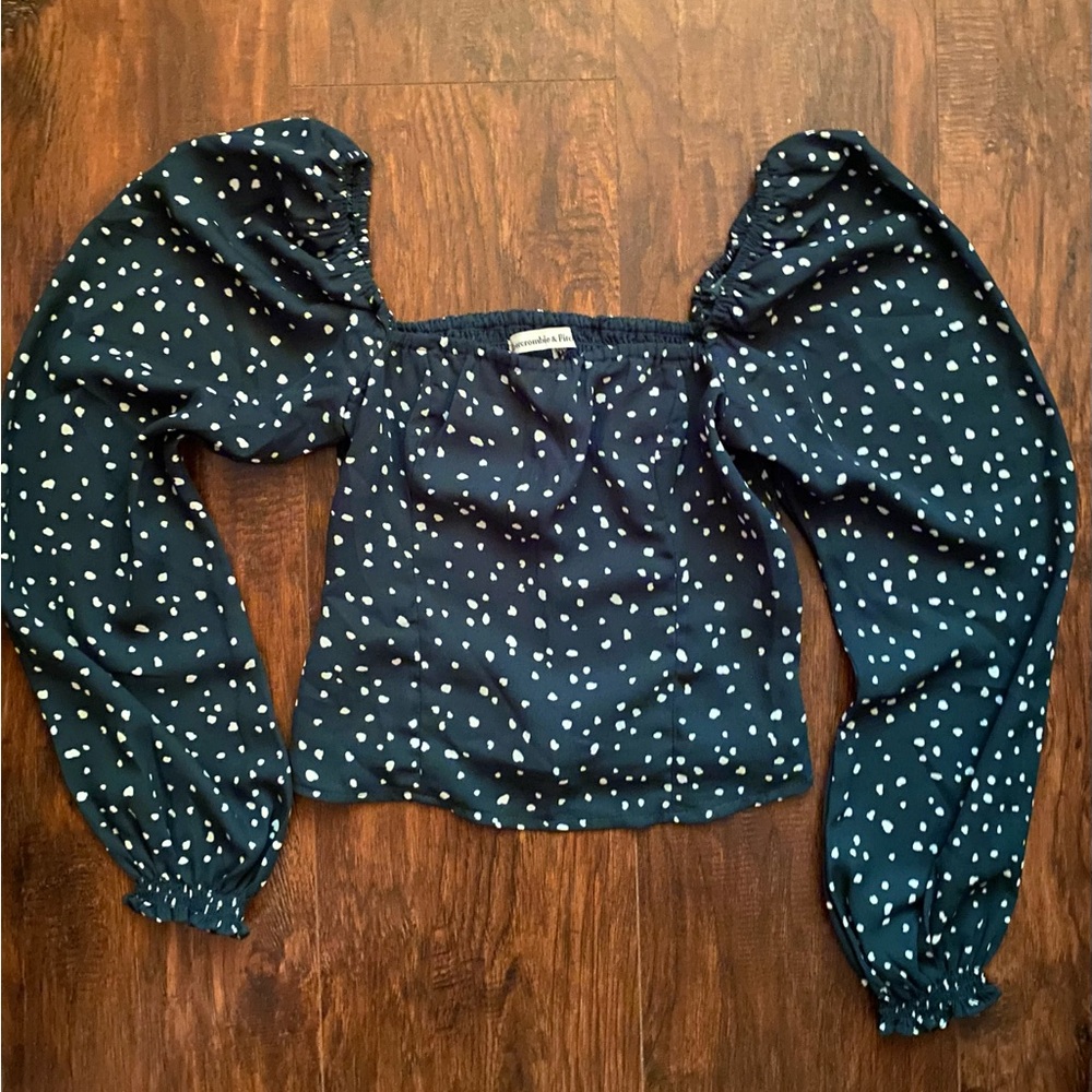 Abercrombie & Fitch Dark Green Polka Dot Blouse